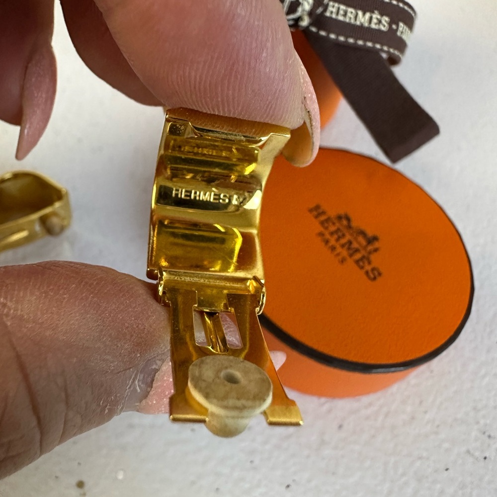 HERMES H CLOISONNÉ MOSIAC CLIP ON EARRINGS - Picture 7 of 7